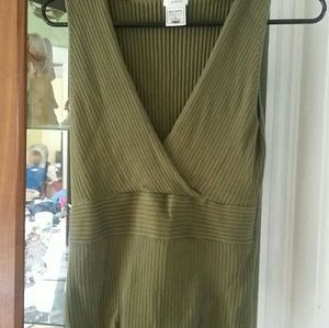 Old Navy Olive Green Deep V-neck Tank Top
